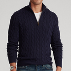 Pull Demi-Zip avec Maille Torsadée pour Hommes | Idéal pour la Mi-Saison