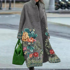 Manteau Long À Motif Abstrait avec Coupe Ample pour Femme | Idéal pour L’Hiver