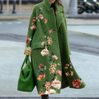 Manteau Long À Motif Abstrait avec Coupe Ample pour Femme | Idéal pour L’Hiver