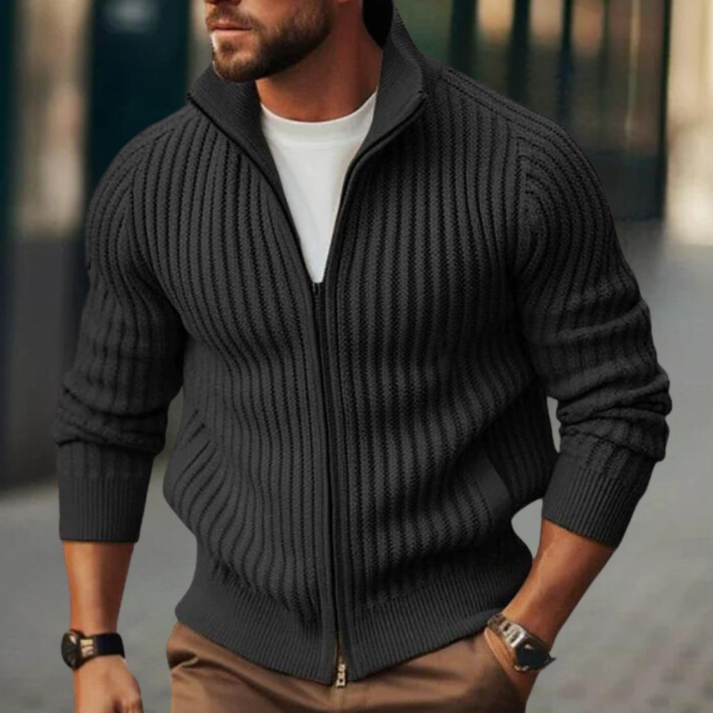 Pull Zippé À Maille Côtelée Pour Homme | Idéal Pour Une Utilisation Quotidienne