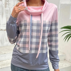 Sweat À Capuche Motif Carreaux avec Col Large pour Femmes | Idéal pour La Mi-Saison