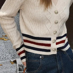 Gilet En Maille Avec Fermeture À Boutons Et Détails Contrastés Pour Femme | Idéal Pour La Superposition