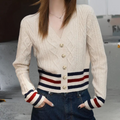 Gilet En Maille Avec Fermeture À Boutons Et Détails Contrastés Pour Femme | Idéal Pour La Superposition