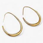 Boucles d’Oreilles Ovales en Métal avec Aiguille Argentée pour Femme | Idéal pour un Usage Quotidien
