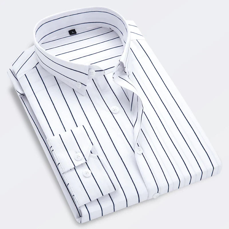 Chemise À Manches Longues Rayée Slim Fit Pour Homme | Idéale Pour Usage Décontracté