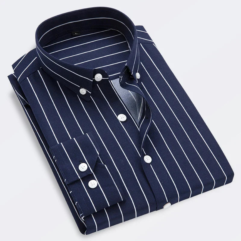 Chemise À Manches Longues Rayée Slim Fit Pour Homme | Idéale Pour Usage Décontracté