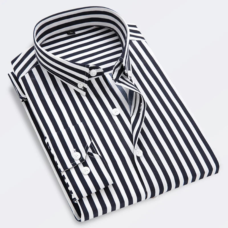 Chemise À Manches Longues Rayée Slim Fit Pour Homme | Idéale Pour Usage Décontracté