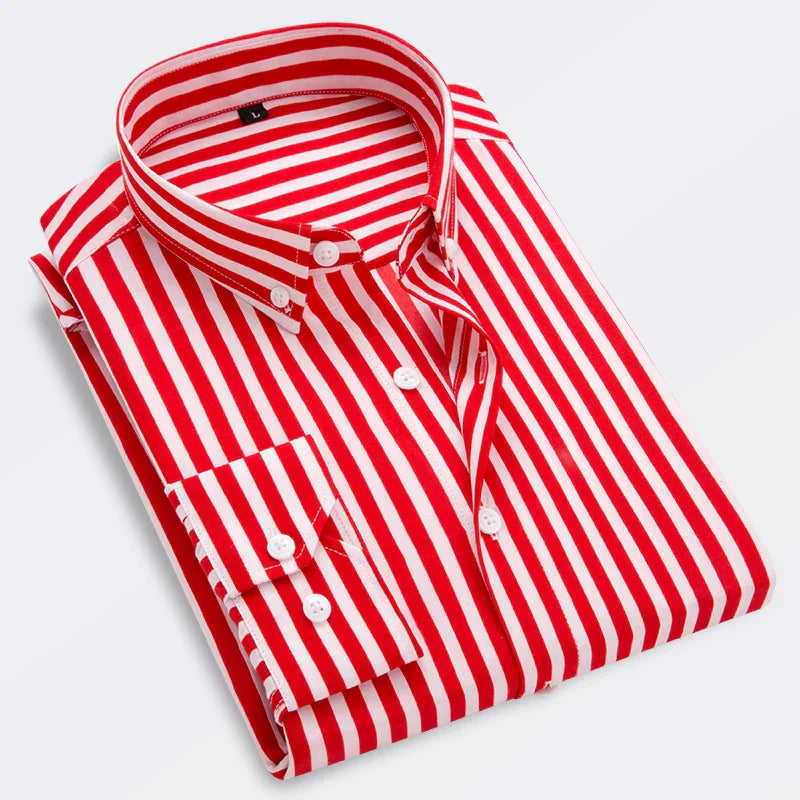 Chemise À Manches Longues Rayée Slim Fit Pour Homme | Idéale Pour Usage Décontracté