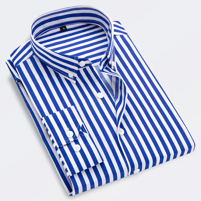 Chemise À Manches Longues Rayée Slim Fit Pour Homme | Idéale Pour Usage Décontracté