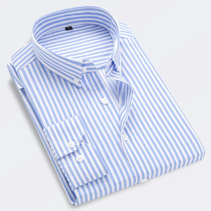 Chemise À Manches Longues Rayée Slim Fit Pour Homme | Idéale Pour Usage Décontracté