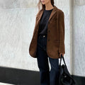 Blazer Femme En Suède Avec Col Pour Tenues Quotidiennes | Idéal Pour Bureau Et Sorties