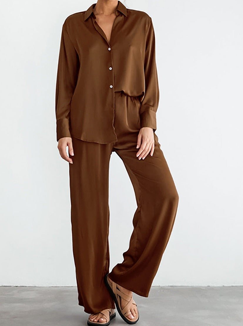 Ensemble Deux Pièces avec Haut à Manches Longues et Pantalon Ample pour Femmes | Idéal pour les Sorties Décontractées