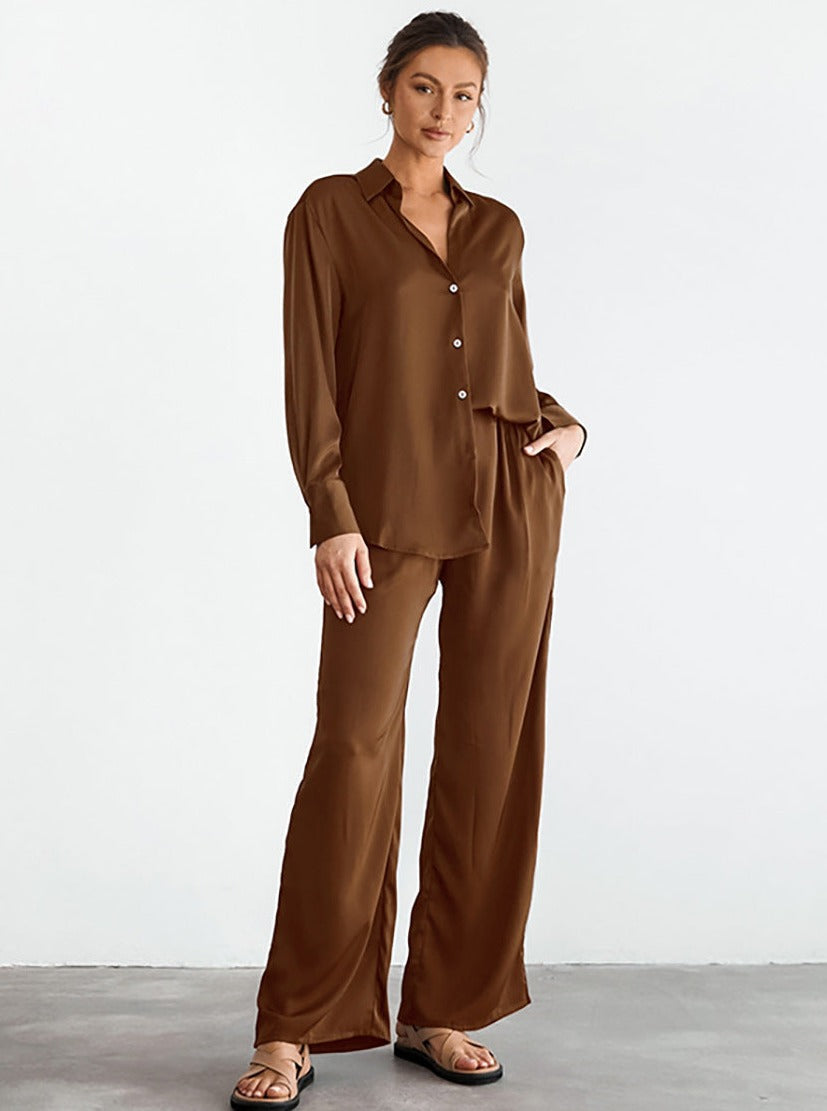 Ensemble Deux Pièces avec Haut à Manches Longues et Pantalon Ample pour Femmes | Idéal pour les Sorties Décontractées