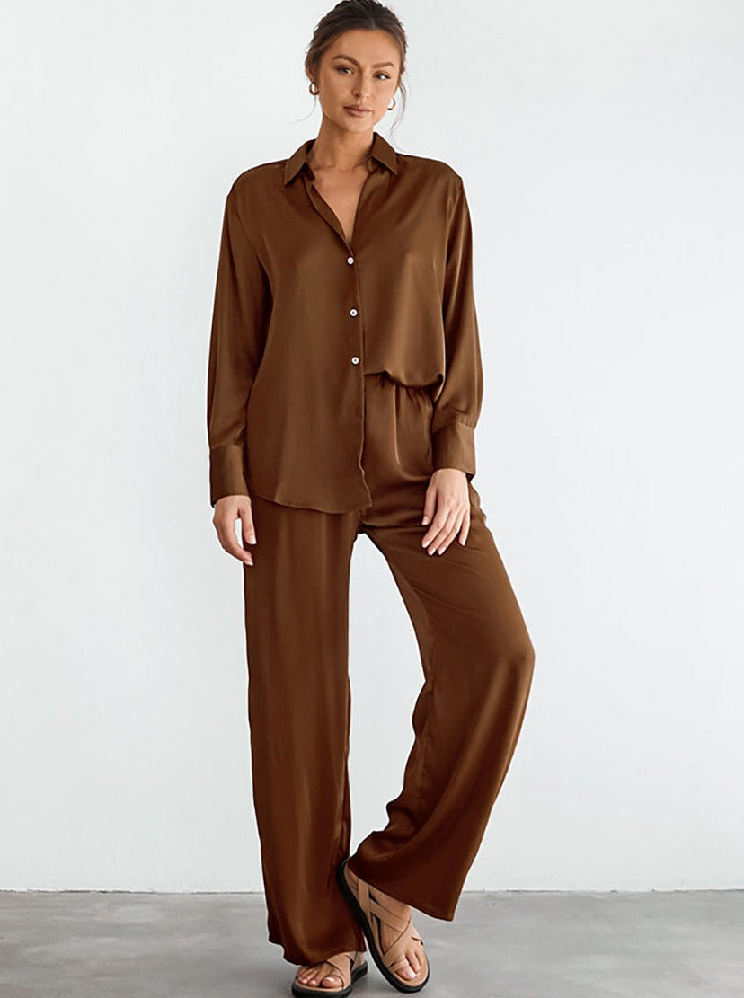 Ensemble Deux Pièces avec Haut à Manches Longues et Pantalon Ample pour Femmes | Idéal pour les Sorties Décontractées