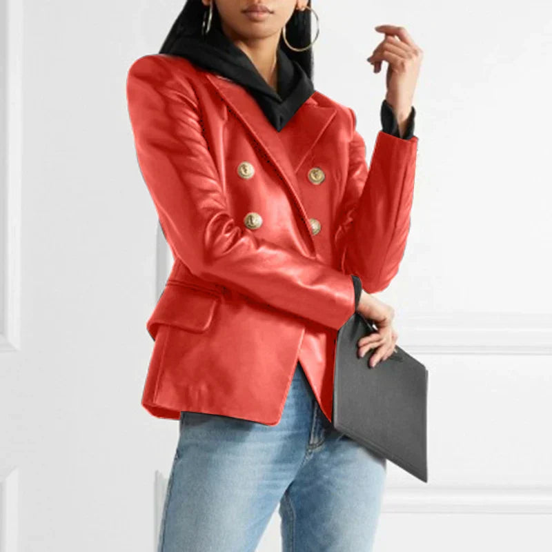 Blazer à Double Boutonnage avec Revers Classiques pour Femmes | Idéal pour Tenues Professionnelles et Quotidiennes