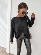 Pull Coupe Ample À Manches Longues Et Épaules Tombantes Pour Femme | Idéal Pour Usage Quotidien Et Détente