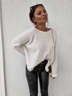 Pull Coupe Ample À Manches Longues Et Épaules Tombantes Pour Femme | Idéal Pour Usage Quotidien Et Détente