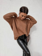 Pull Coupe Ample À Manches Longues Et Épaules Tombantes Pour Femme | Idéal Pour Usage Quotidien Et Détente