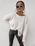 Pull Coupe Ample À Manches Longues Et Épaules Tombantes Pour Femme | Idéal Pour Usage Quotidien Et Détente