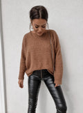Pull Coupe Ample À Manches Longues Et Épaules Tombantes Pour Femme | Idéal Pour Usage Quotidien Et Détente
