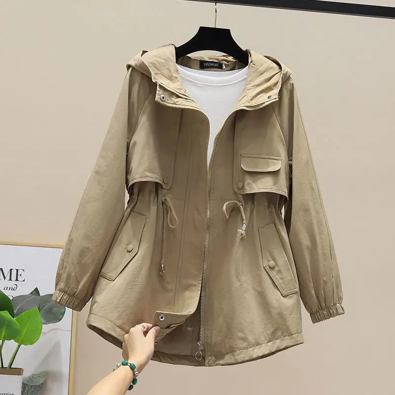 Trenchcoat Avec Capuche Et Cordon À Taille Réglable Pour Femmes | Idéal Pour Le Printemps Et L’Automne