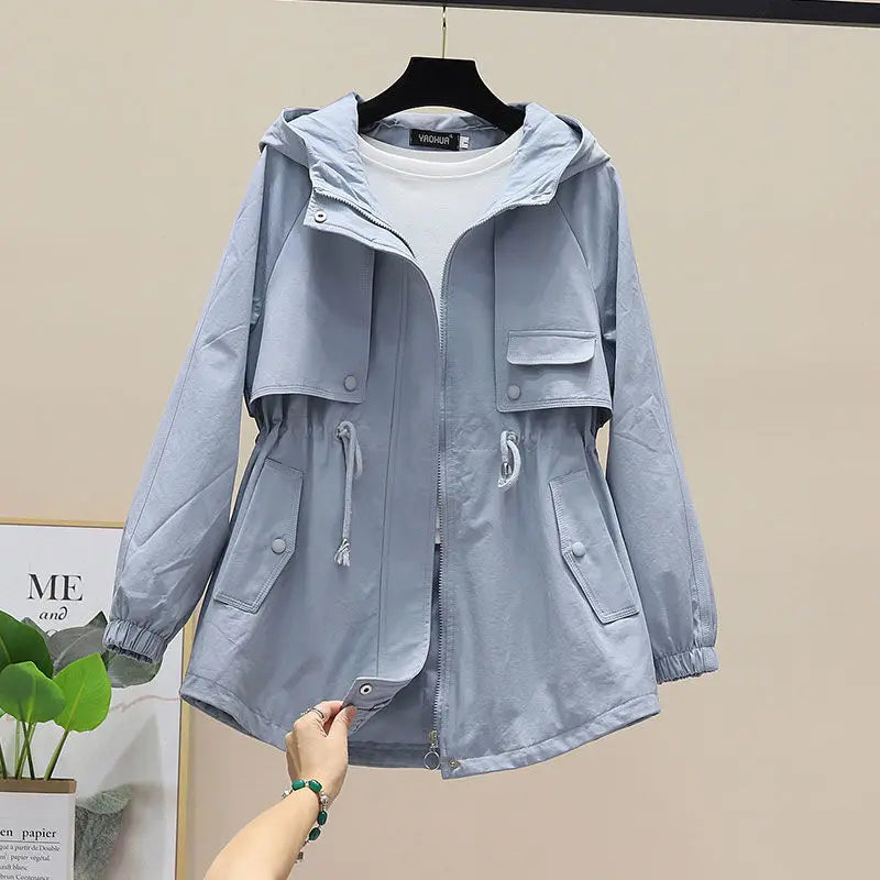 Trenchcoat Avec Capuche Et Cordon À Taille Réglable Pour Femmes | Idéal Pour Le Printemps Et L’Automne