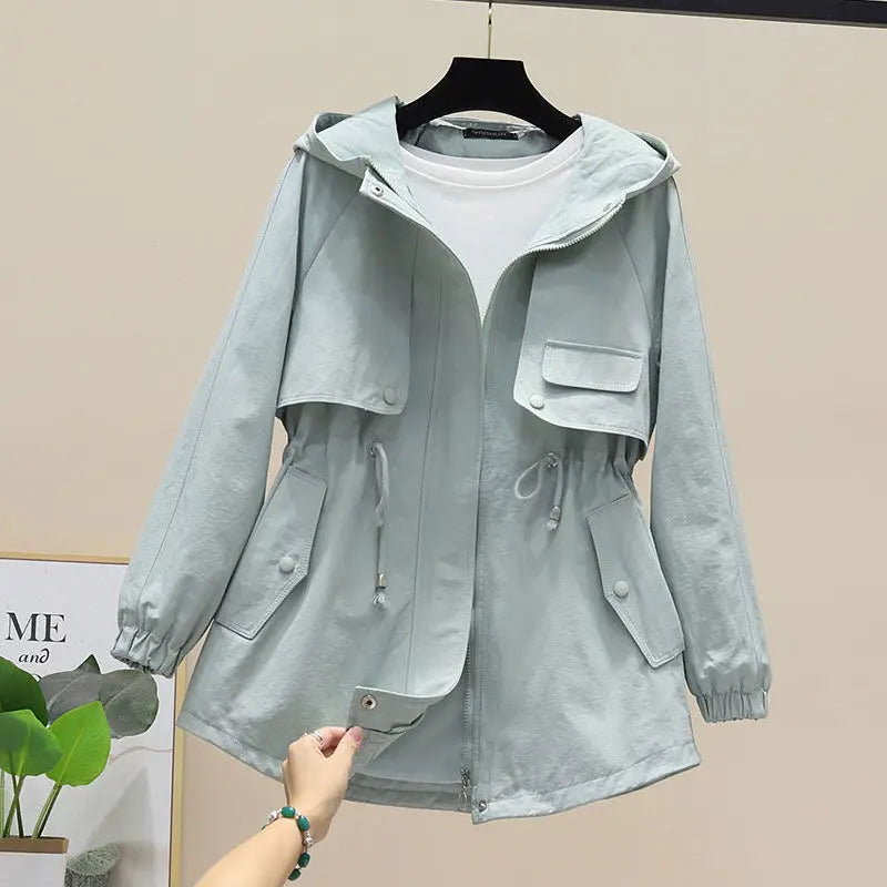 Trenchcoat Avec Capuche Et Cordon À Taille Réglable Pour Femmes | Idéal Pour Le Printemps Et L’Automne