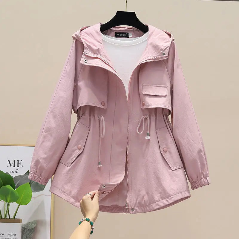 Trenchcoat Avec Capuche Et Cordon À Taille Réglable Pour Femmes | Idéal Pour Le Printemps Et L’Automne
