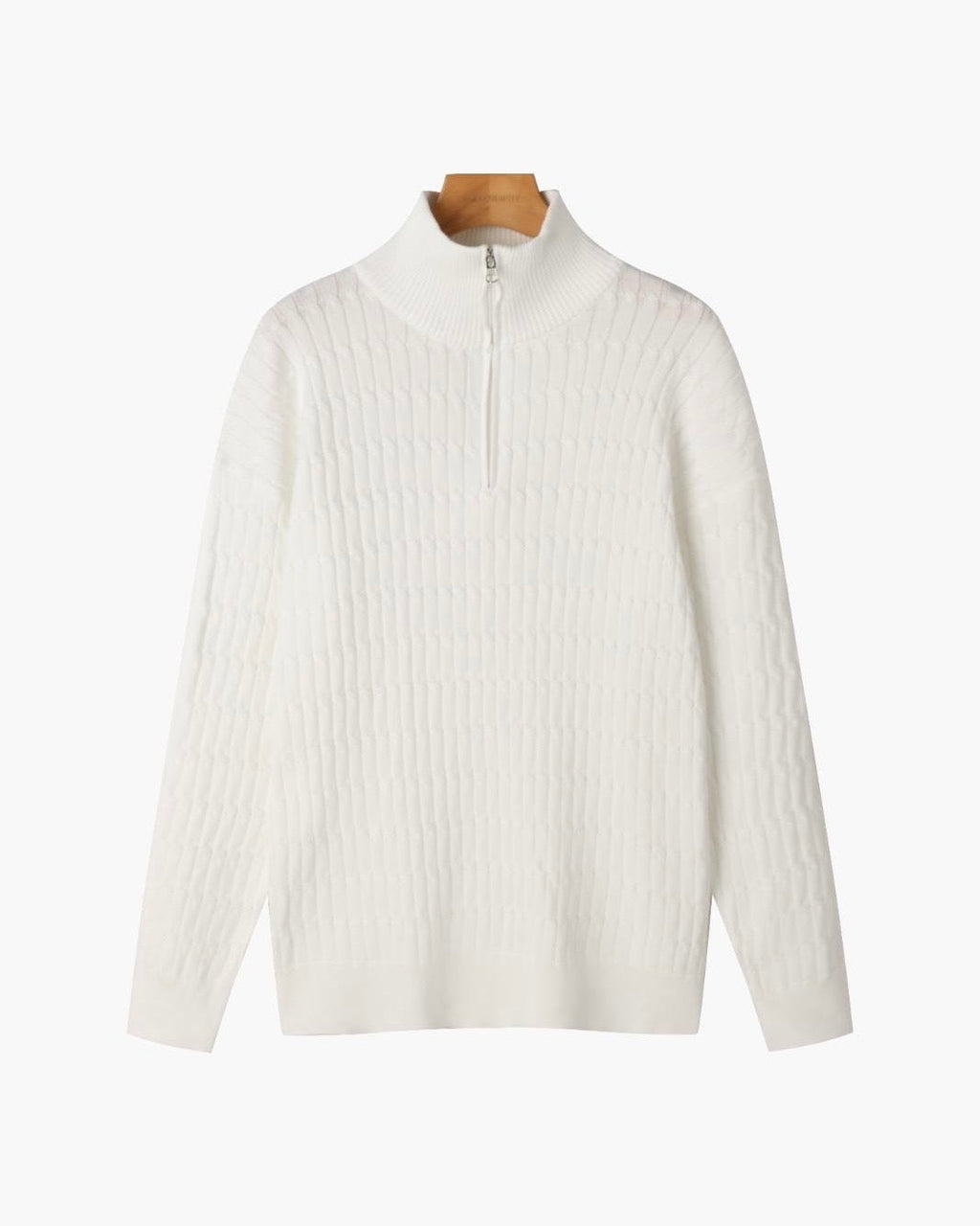 Pull en Maille Torsadée avec Demi-Zip et Col Haut pour Homme | Ideal pour Usage Quotidien