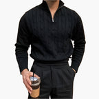 Pull en Maille Torsadée avec Demi-Zip et Col Haut pour Homme | Ideal pour Usage Quotidien