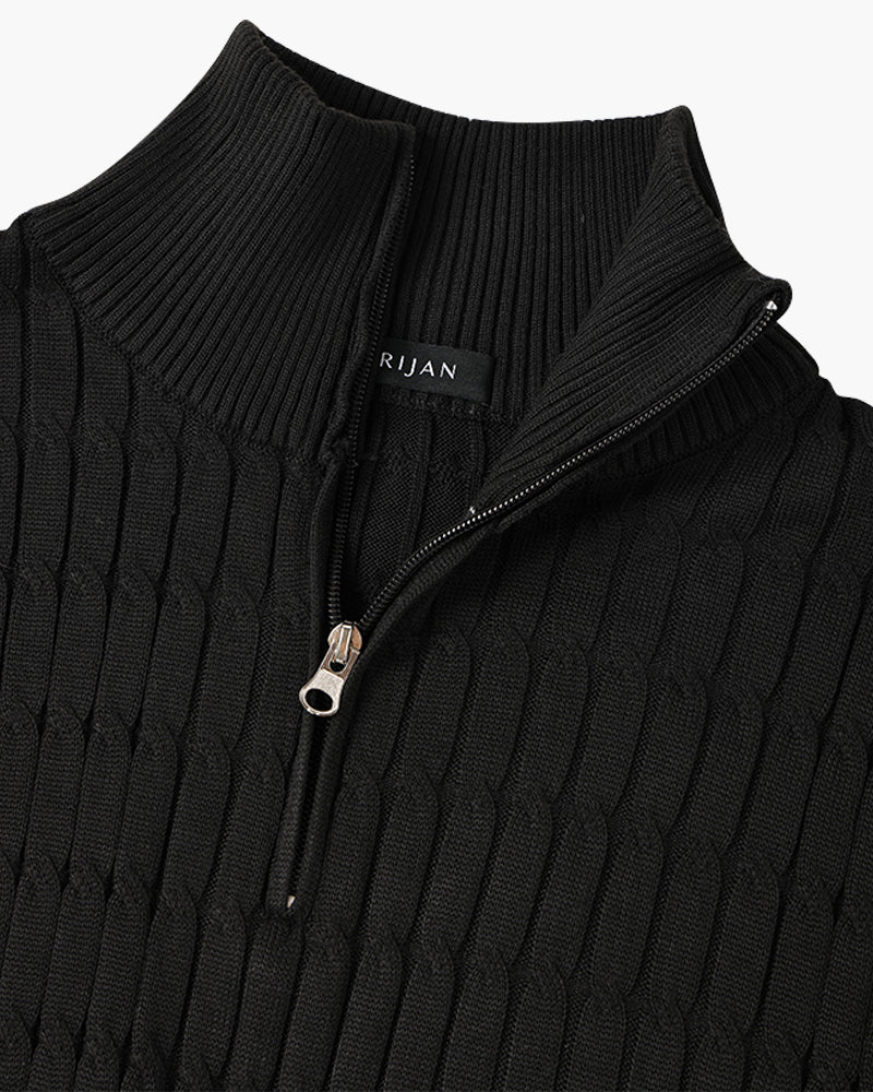 Pull en Maille Torsadée avec Demi-Zip et Col Haut pour Homme | Ideal pour Usage Quotidien