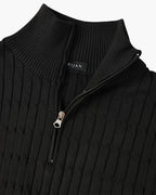 Pull en Maille Torsadée avec Demi-Zip et Col Haut pour Homme | Ideal pour Usage Quotidien