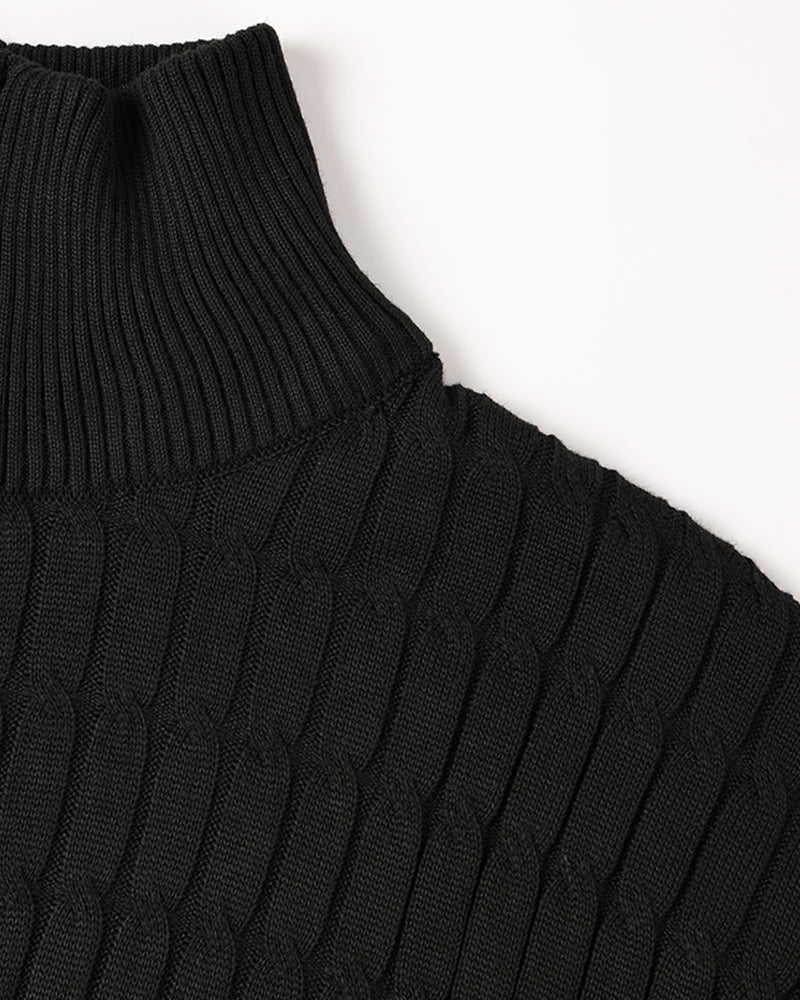Pull en Maille Torsadée avec Demi-Zip et Col Haut pour Homme | Ideal pour Usage Quotidien