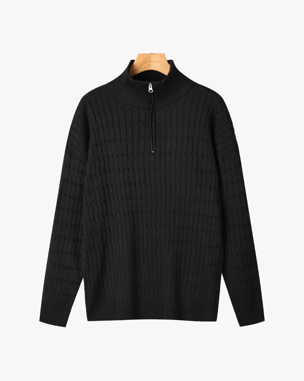 Pull en Maille Torsadée avec Demi-Zip et Col Haut pour Homme | Ideal pour Usage Quotidien