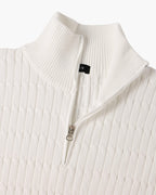 Pull en Maille Torsadée avec Demi-Zip et Col Haut pour Homme | Ideal pour Usage Quotidien