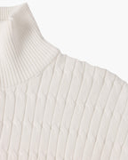 Pull en Maille Torsadée avec Demi-Zip et Col Haut pour Homme | Ideal pour Usage Quotidien