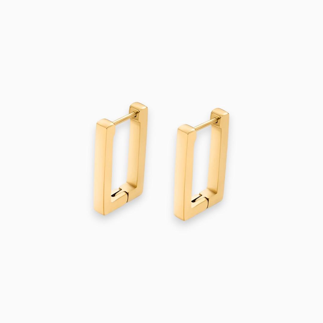 Boucles d’Oreilles Plaquées 18K avec Fermeture à Charnière en Acier Inoxydable | Usage Quotidien