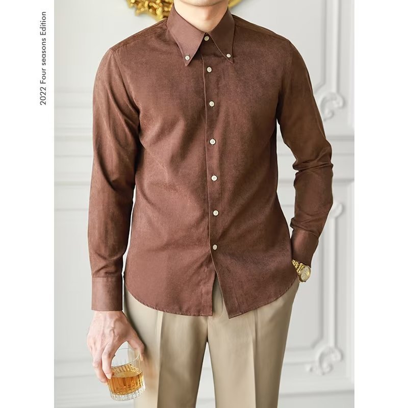 Chemise À Manches Longues Avec Col Carré Pour Homme | Idéale Pour Printemps