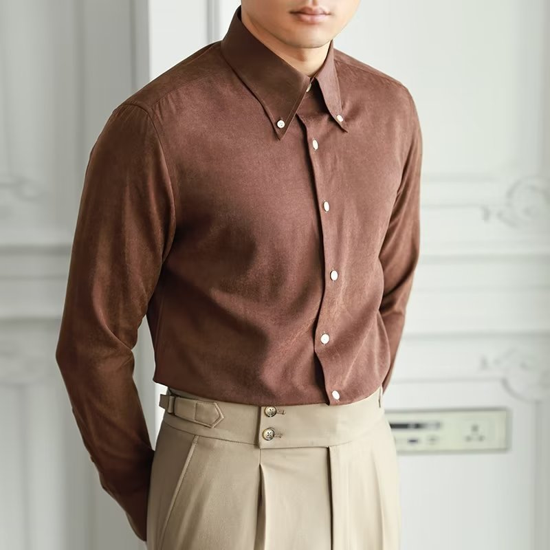 Chemise À Manches Longues Avec Col Carré Pour Homme | Idéale Pour Printemps