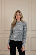 Top à Sequins avec Col Rond pour Femme | Idéal pour Soirées et Occasions