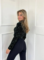 Top à Sequins avec Col Rond pour Femme | Idéal pour Soirées et Occasions