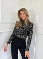 Top à Sequins avec Col Rond pour Femme | Idéal pour Soirées et Occasions