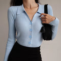 Pull Gilet Col V À Revers Coupe Ajustée Pour Femme | Idéal Pour Usage Quotidien Et Bureau
