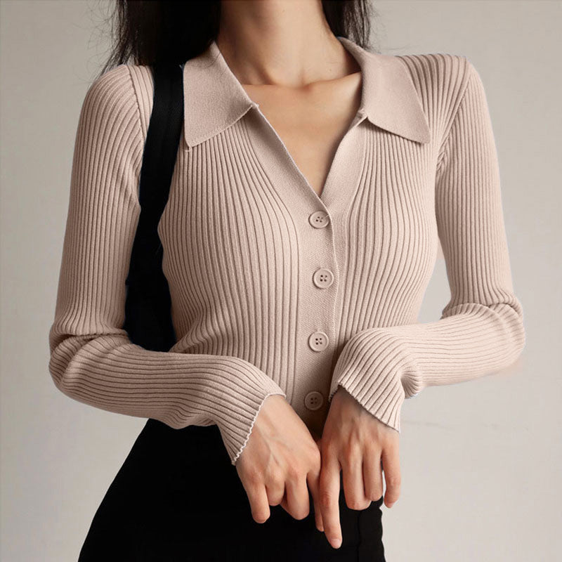 Pull Gilet Col V À Revers Coupe Ajustée Pour Femme | Idéal Pour Usage Quotidien Et Bureau