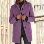 Manteau Long pour Femme avec Col Montant et Manches Longues | Idéal pour la Saison Froide