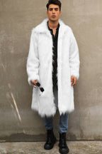Manteau Long Imitation Fourrure avec Col Large pour Homme | Idéal pour La Saison Froide