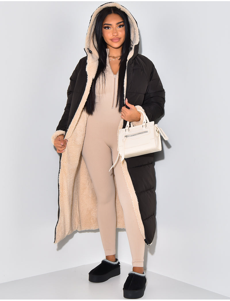 Veste Longue Réversible Avec Coupe Droite Pour Femmes | Idéale Pour La Saison Froide