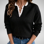Blouse En Maille Avec Col En Dentelle Pour Femmes | Idéal Pour Un Usage Quotidien