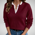 Blouse En Maille Avec Col En Dentelle Pour Femmes | Idéal Pour Un Usage Quotidien