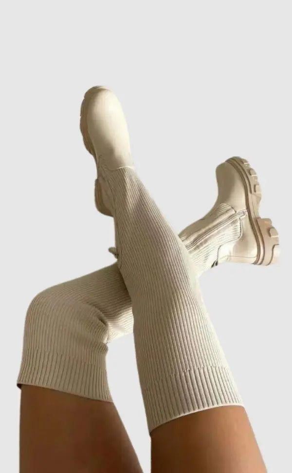 Bottes pour Femmes en Aspect Maille Stretch | Idéal pour l’Automne et l’Hiver